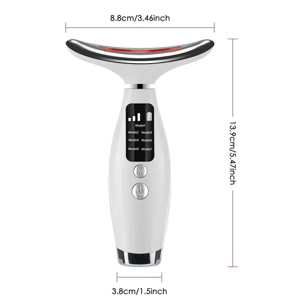 LED Light Therapy Face Neck Massager for Daily Skin Care-White