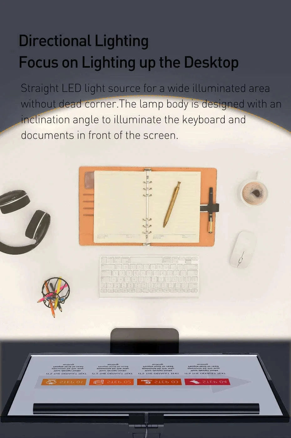 LED Monitor Light Bar with Adjustable Color & Touch Dimming-No Adapter / 0-5W