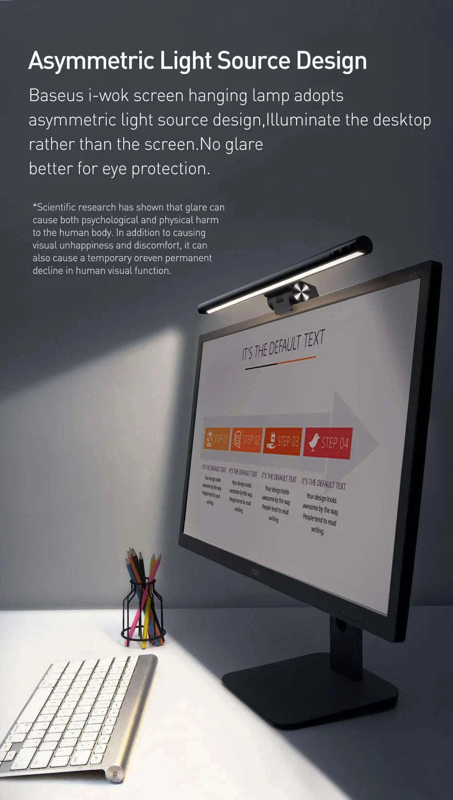LED Monitor Light Bar with Adjustable Color & Touch Dimming-No Adapter / 0-5W