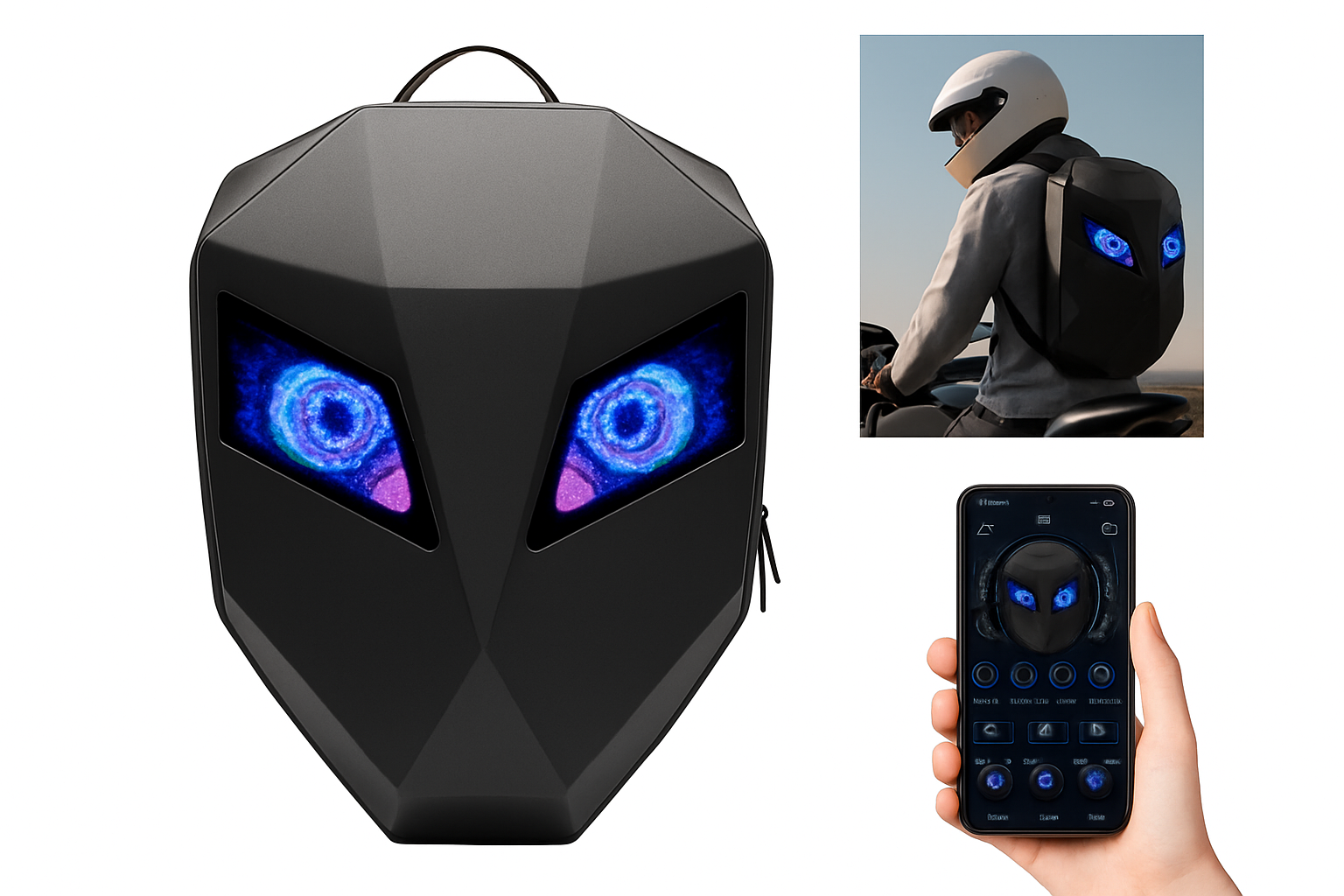 LED Motorcycle Backpack with Programmable Display & Hard Shell