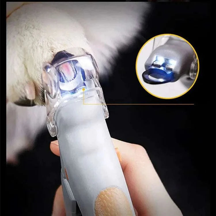 LED Pet Nail Clipper with Light for Safe Cat & Dog Grooming-United States / Grey with LED