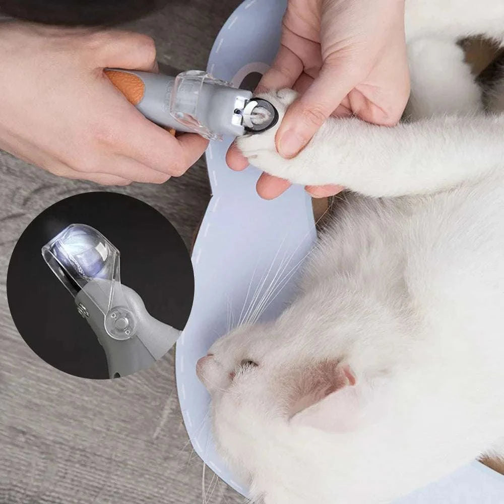 LED Pet Nail Clipper with Light for Safe Cat & Dog Grooming-United States / Grey with LED