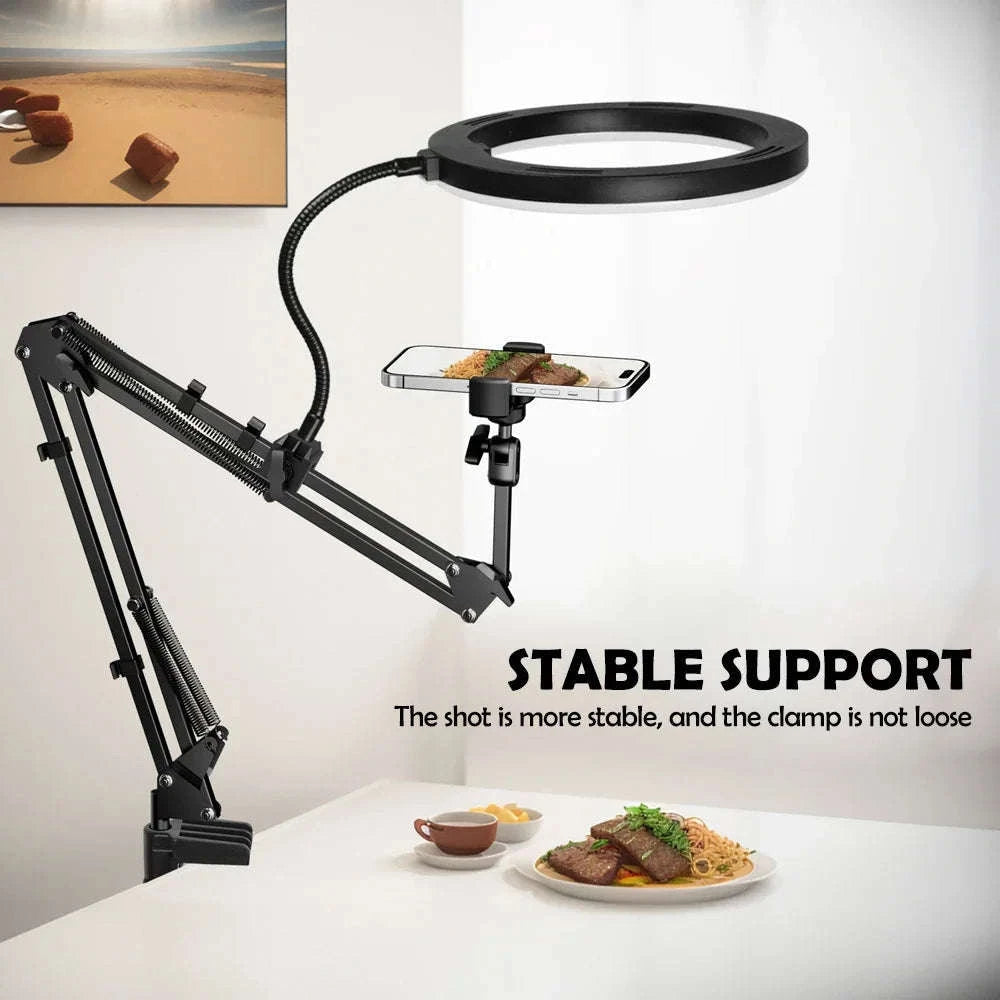 LED Phone Live Streaming Fill Light with Flexible Robotic Arm-Black