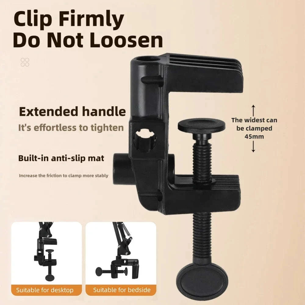 LED Phone Live Streaming Fill Light with Flexible Robotic Arm-Black