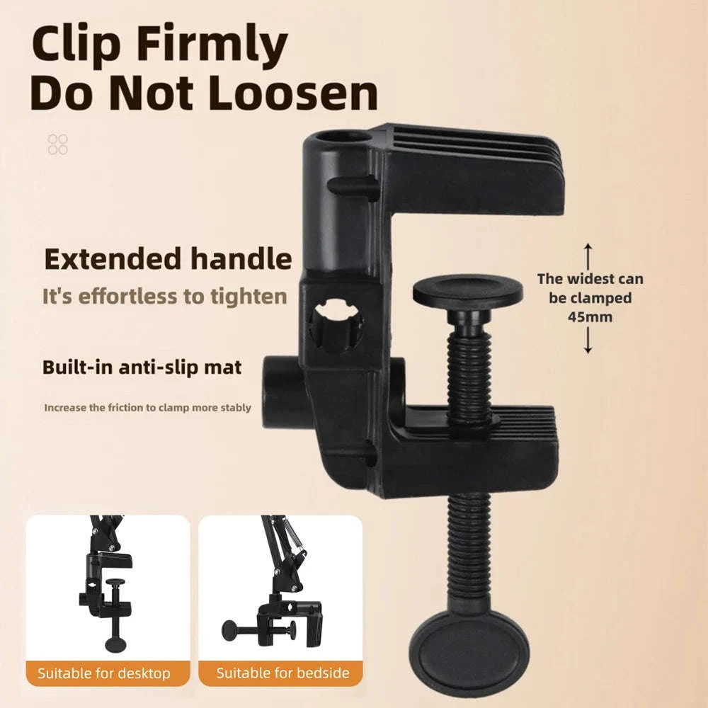 LED Phone Live Streaming Fill Light with Flexible Robotic Arm-Black