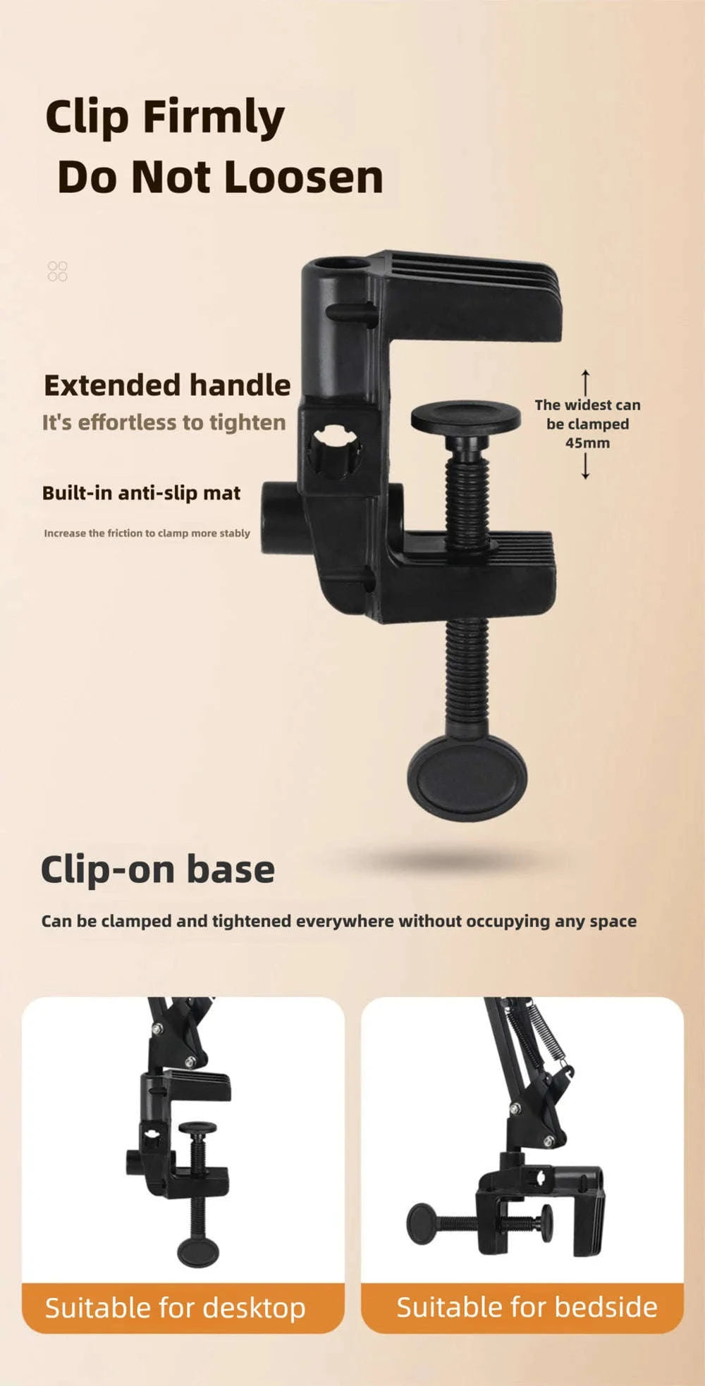 LED Phone Live Streaming Fill Light with Flexible Robotic Arm-Black