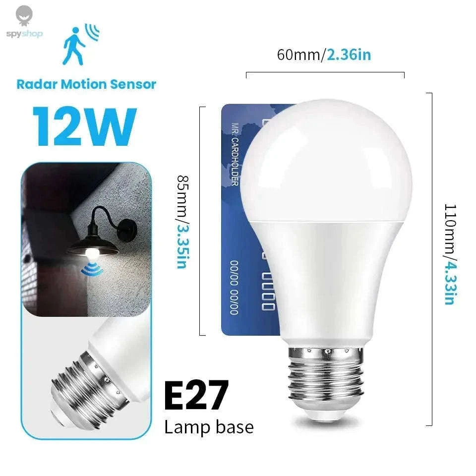LED Radar Motion Sensor Bulb for Automatic Hands-Free Lighting-Radar motion / Warm White / AC220V(175-265V)