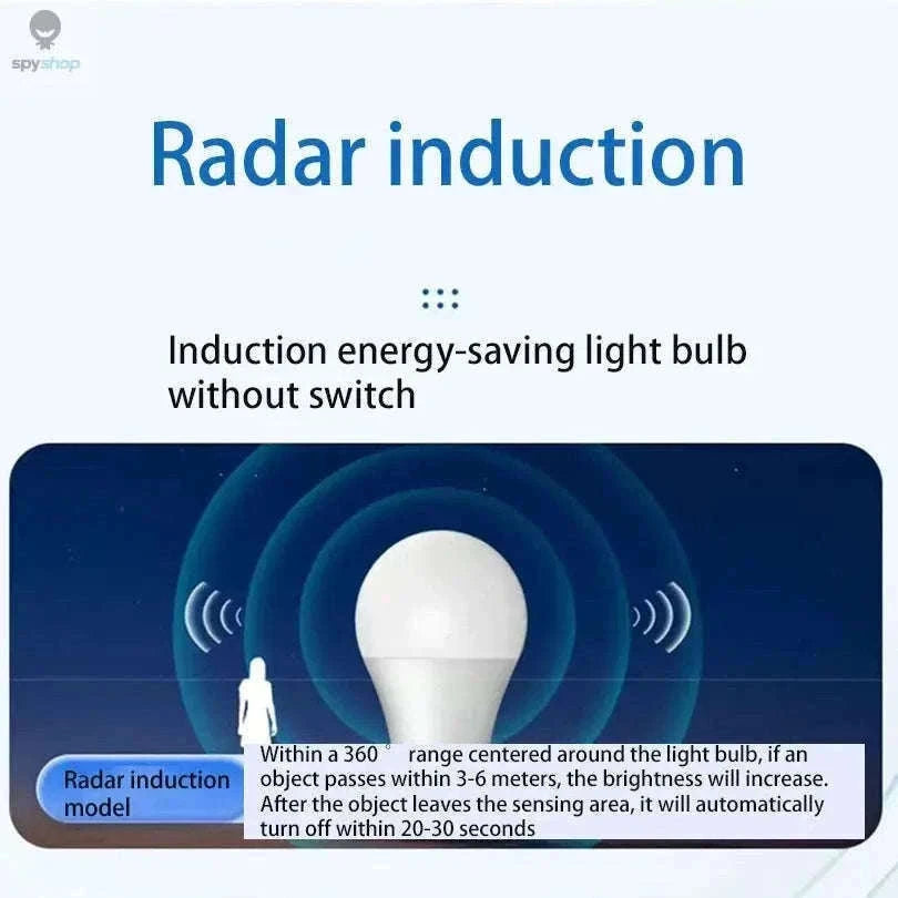 LED Radar Motion Sensor Bulb for Automatic Hands-Free Lighting-Radar motion / Warm White / AC220V(175-265V)