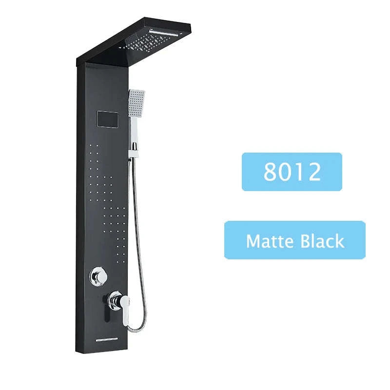 LED Shower Panel Massage Jet Shower System-Black 8804 / United States