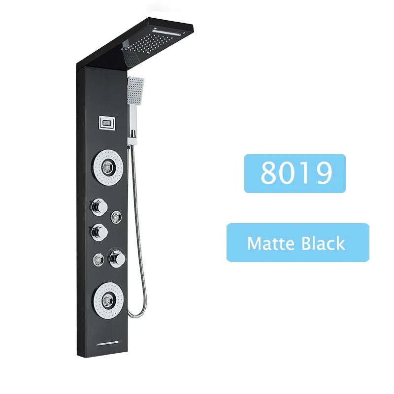 LED Shower Panel Massage Jet Shower System-Black 8804 / United States