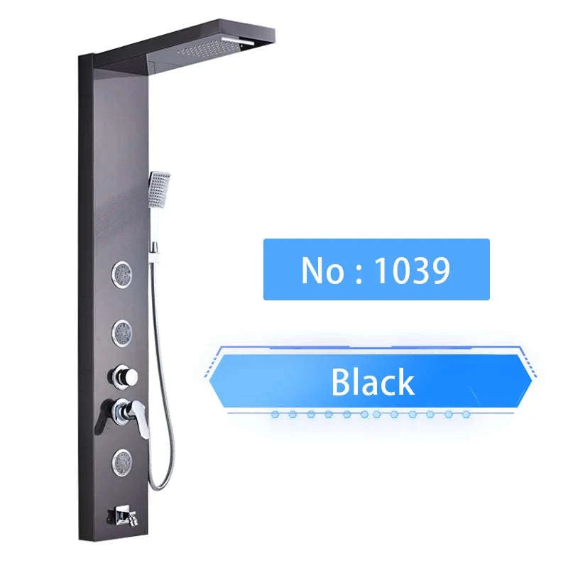LED Shower Panel Massage Jet Shower System-Black 8804 / United States