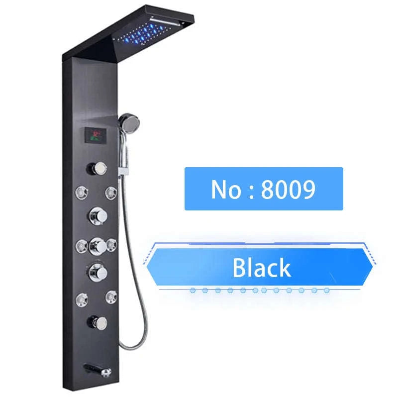 LED Shower Panel Massage Jet Shower System-Black 8804 / United States