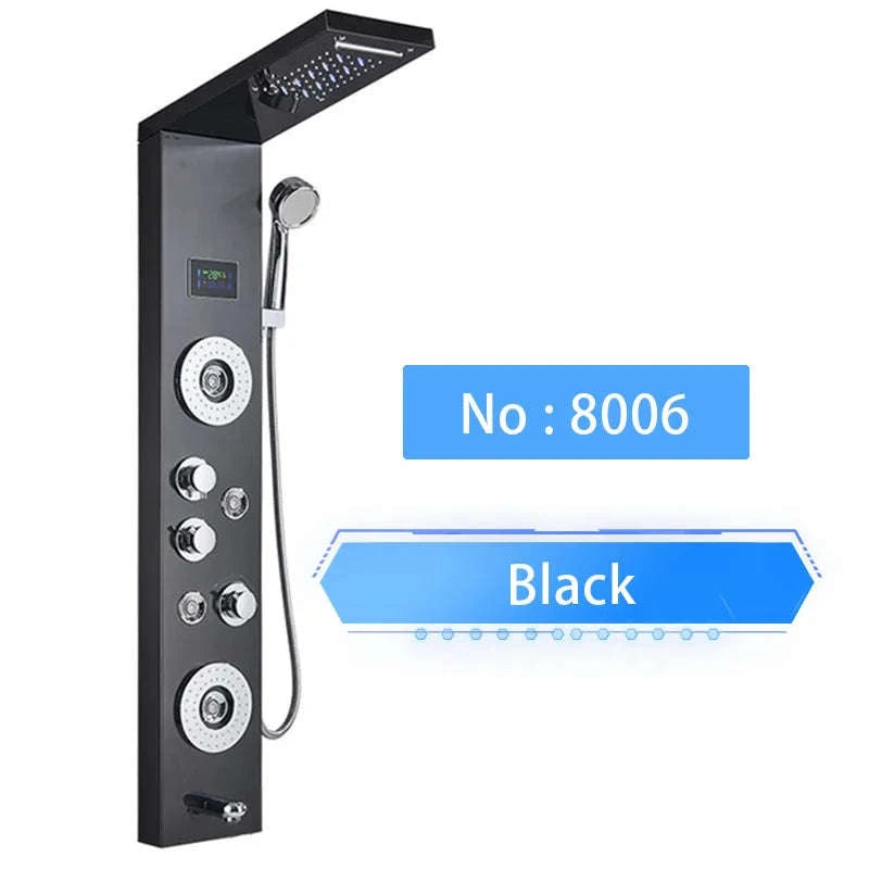 LED Shower Panel Massage Jet Shower System-Black 8804 / United States