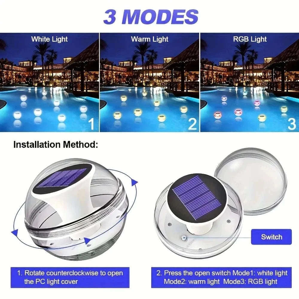 LED Solar Floating Pool Light for Colorful Outdoor Glow-Solar RGBW Lamp