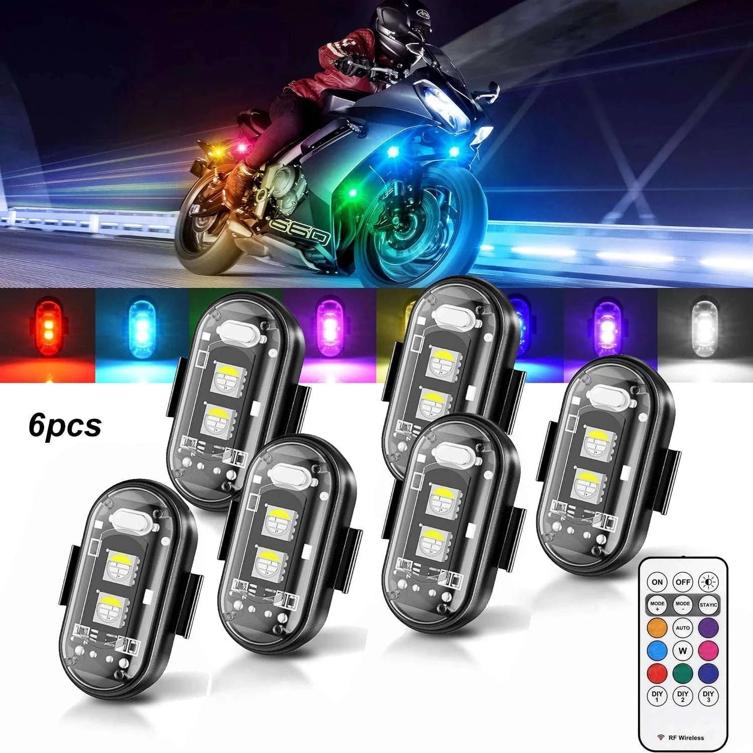 LED Strobe Lights Remote Control 8 Colors Anti-Collision Lights-8pcs