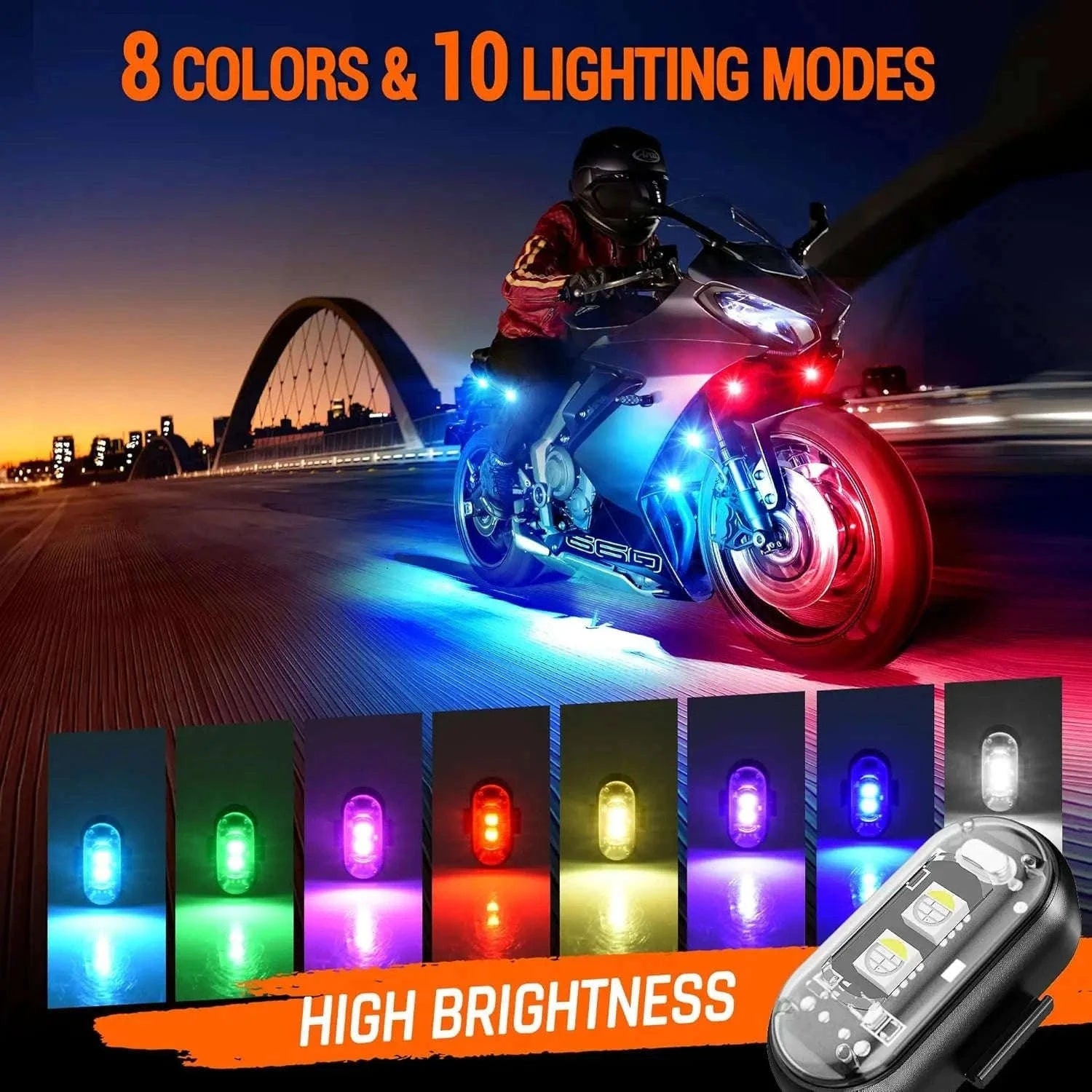 LED Strobe Lights Remote Control 8 Colors Anti-Collision Lights-8pcs