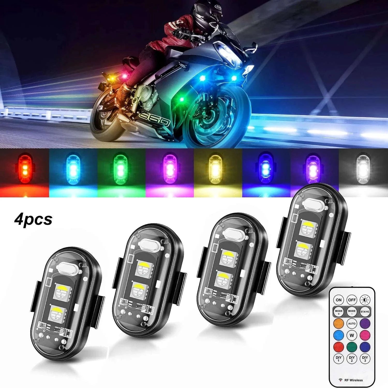 LED Strobe Lights Remote Control 8 Colors Anti-Collision Lights-8pcs
