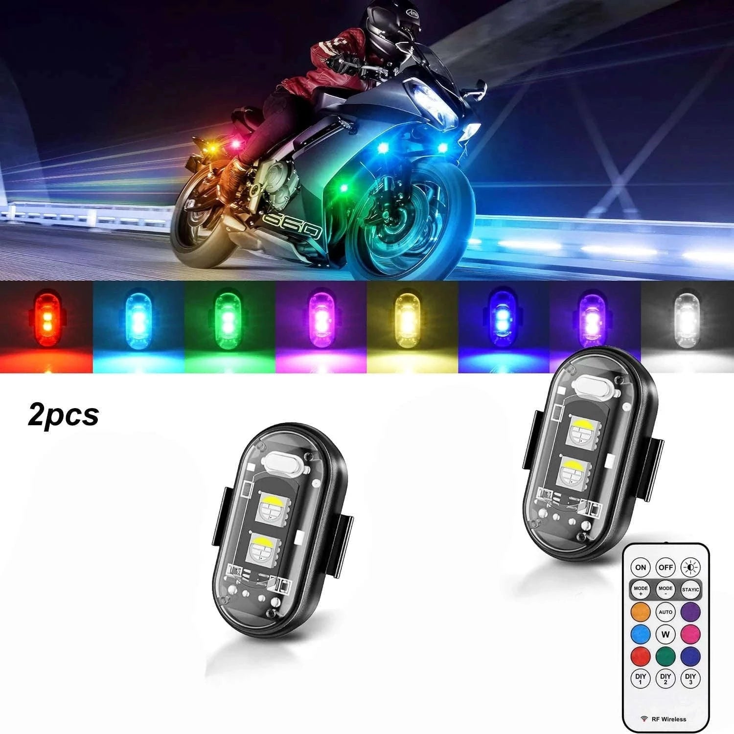 LED Strobe Lights Remote Control 8 Colors Anti-Collision Lights-8pcs