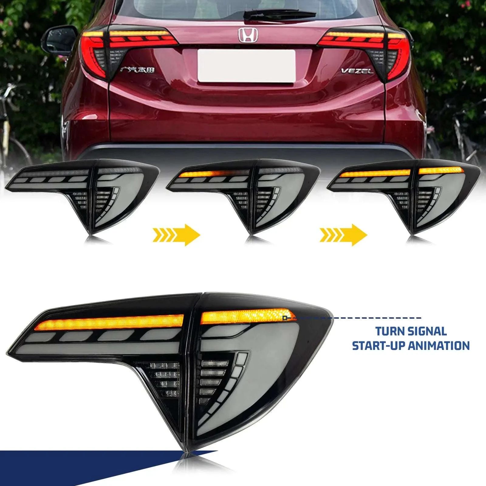 LED Tail Lights for Honda HR-V 2016–2023 Sequential Signal Set-United States