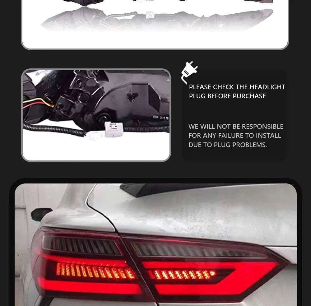 LED Tail Lights for Toyota Camry 2018–2022 with DRL Upgrade-Smoke / 1 set / China Mainland