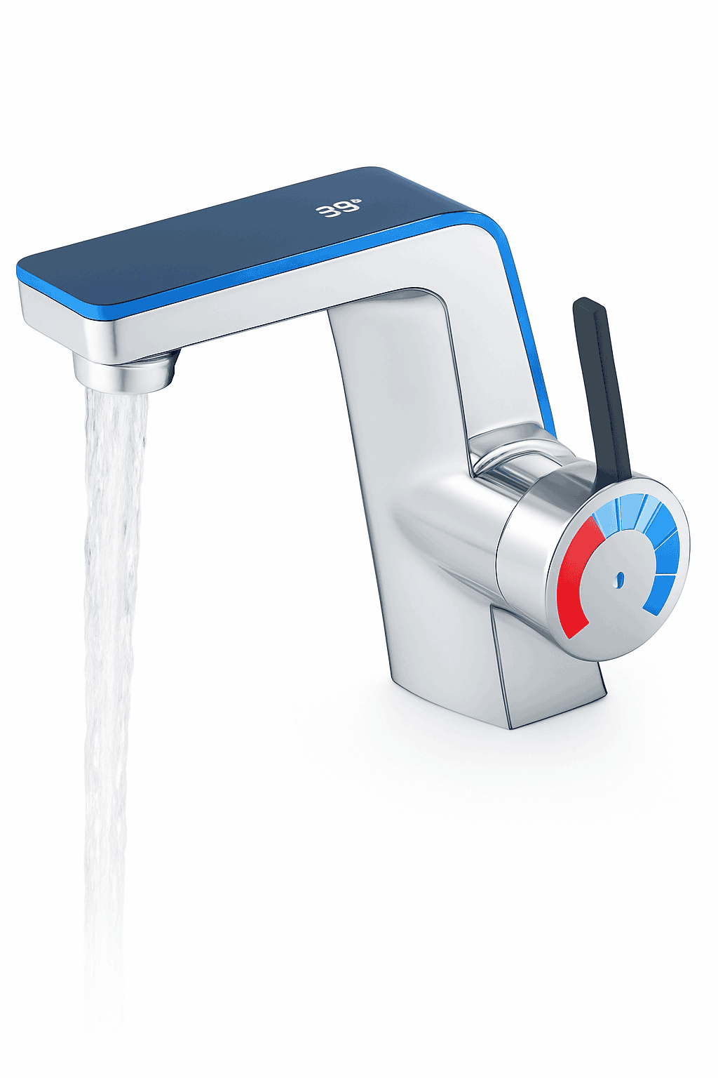 LED Temperature Display Bathroom Faucet with Dual Spray Modes-Black / france / Surface Finishing: include 60cm hose