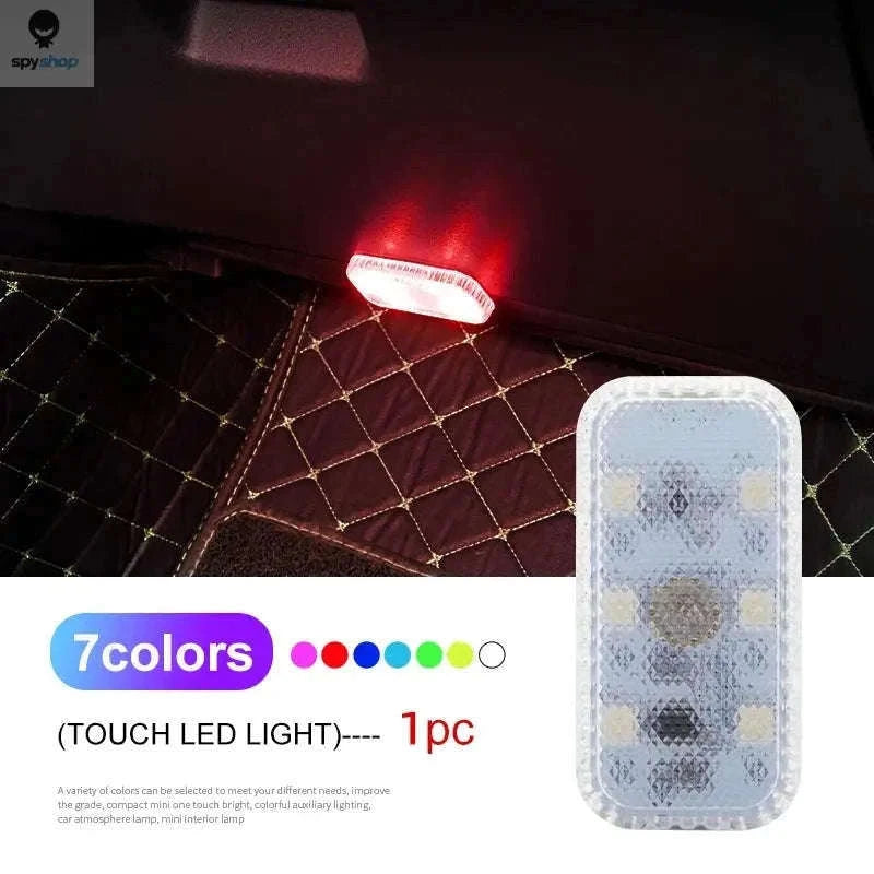 LED Touch Light Mini Wireless Car Interior Lamp, USB Rechargeable-1pc ice blue