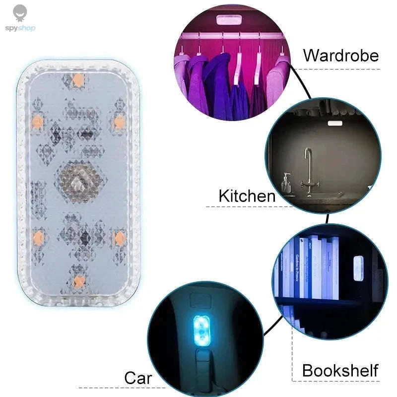 LED Touch Light Mini Wireless Car Interior Lamp, USB Rechargeable-1pc ice blue