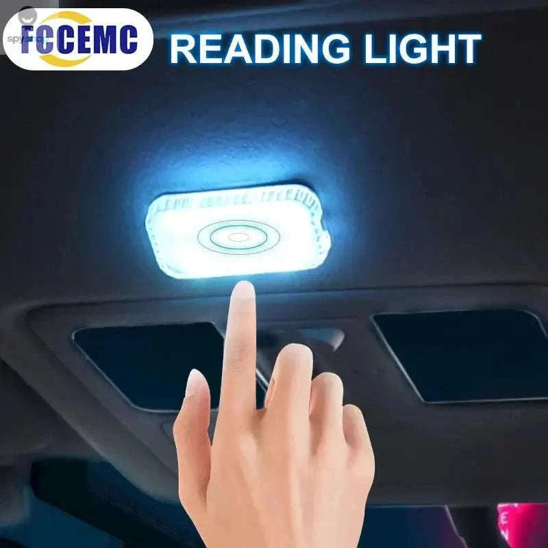 LED Touch Light Mini Wireless Car Interior Lamp, USB Rechargeable-1pc ice blue