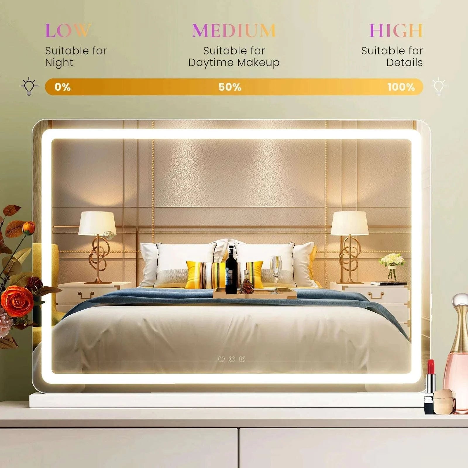 LED Vanity Mirror with 3 Light Modes & Dimmable Brightness-22L x 32W / United States