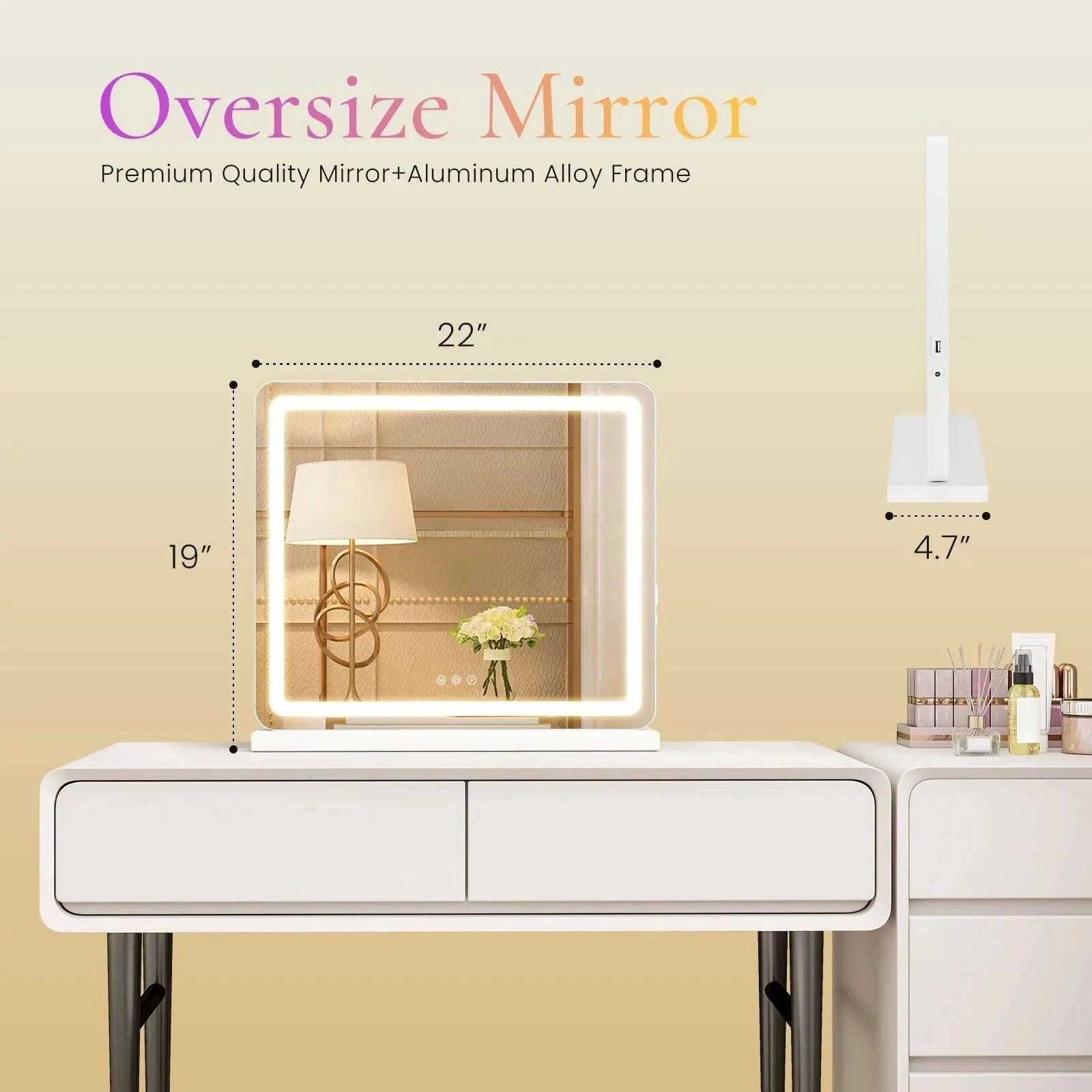 LED Vanity Mirror with 3 Light Modes & Dimmable Brightness-22L x 32W / United States