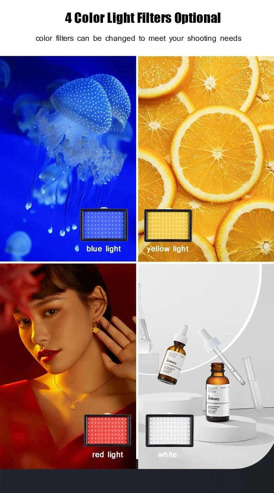 LED Video Light Panel Kit with Tripod & Color Filters 3300–5600K-2 pack 4 Filter / United States
