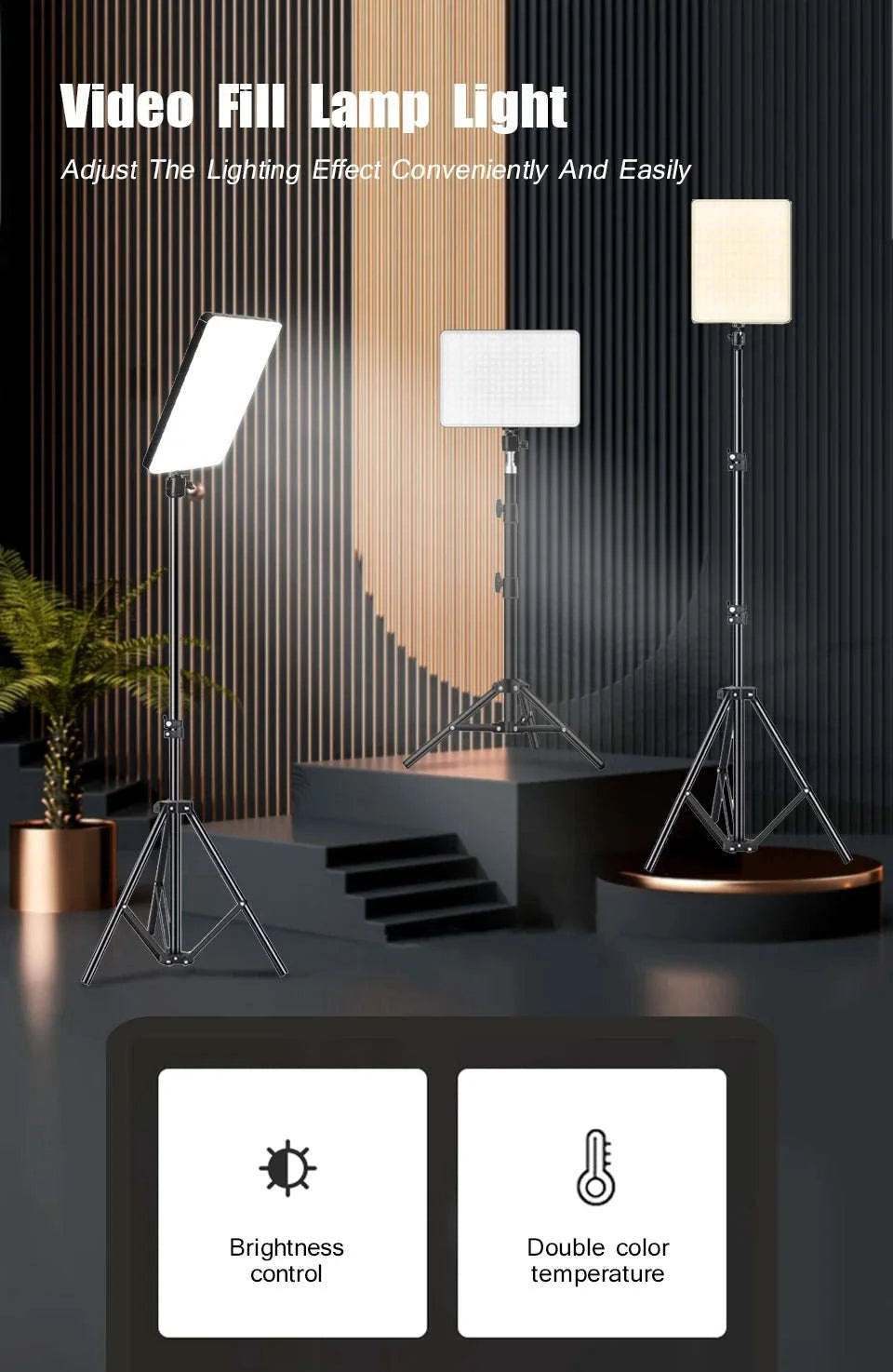 LED Video Light Studio Kit-with 110CM Tripod