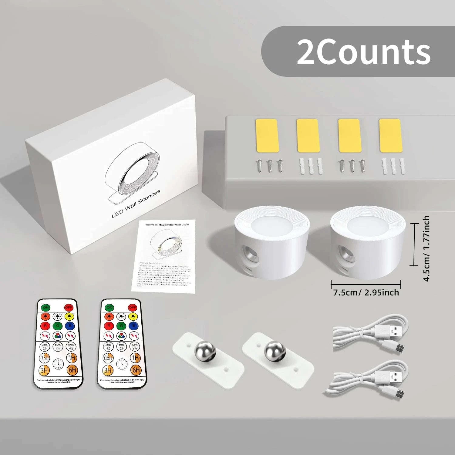 LED Wall Sconce Light with Touch Control and 360° Rotation-black / black 2 pcs