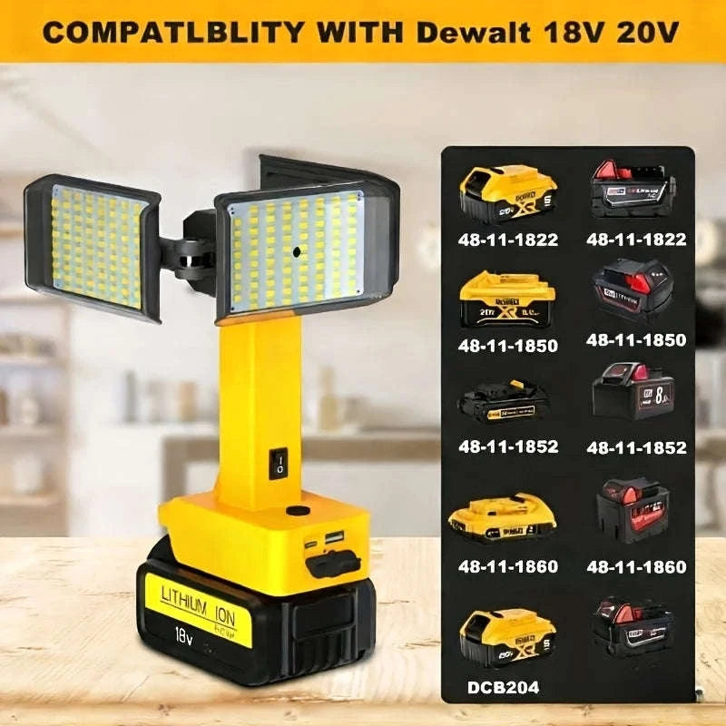LED Work Light for Dewalt 18V/20V, 3000+ Lumens-United States / Yellow
