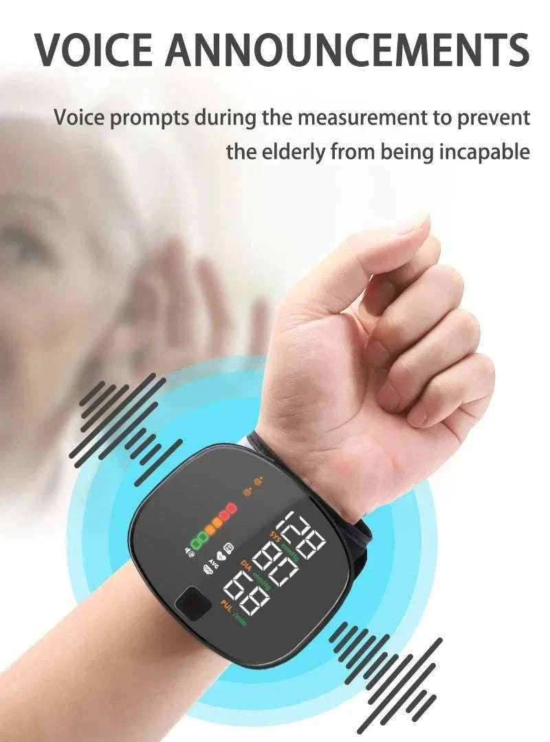 LED Wrist Blood Pressure Monitor with Voice & Easy Read Display-