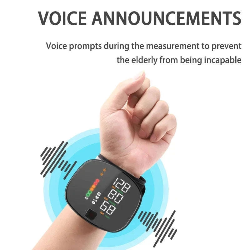 LED Wrist Blood Pressure Monitor with Voice Guidance-Arabic Voice