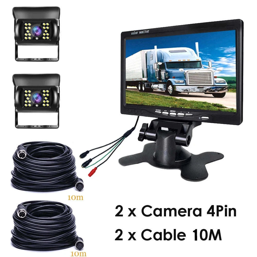 LeeKooLuu 7-inch Car Monitor Backup Camera-Monitor with 2 Cameras / france