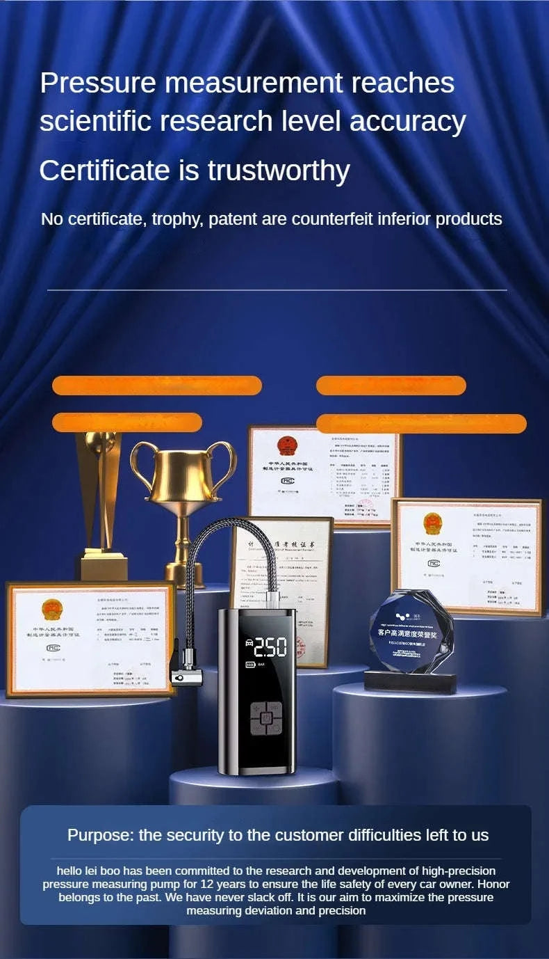 LEIBOO Portable Air Compressor for Car & Bike Tires-Wireless