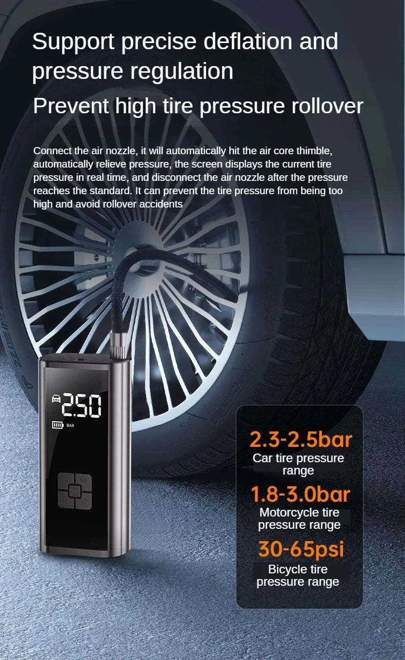 LEIBOO Portable Air Compressor for Car & Bike Tires-Wireless