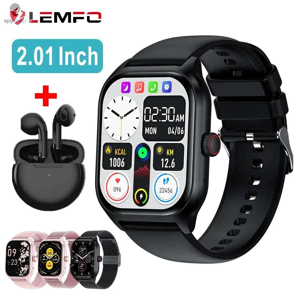 LEMFO LT10 Smart Watch – Bluetooth Calling, Fitness Tracking, HD Display-Black mesh belt