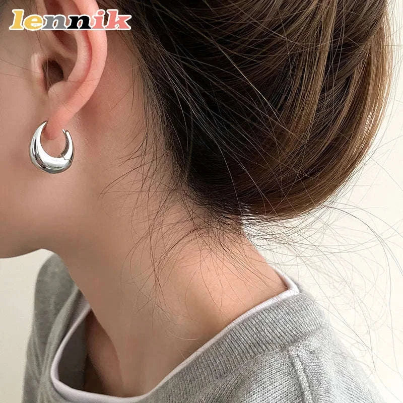 LENNIK Oval Elegant Earrings-Gold / CHINA