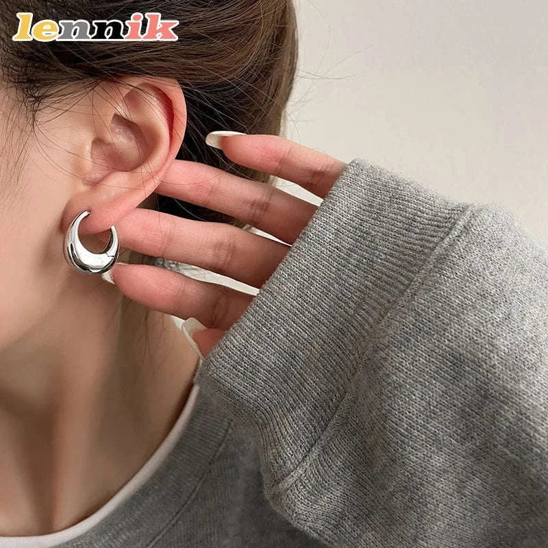 LENNIK Oval Elegant Earrings-Gold / CHINA