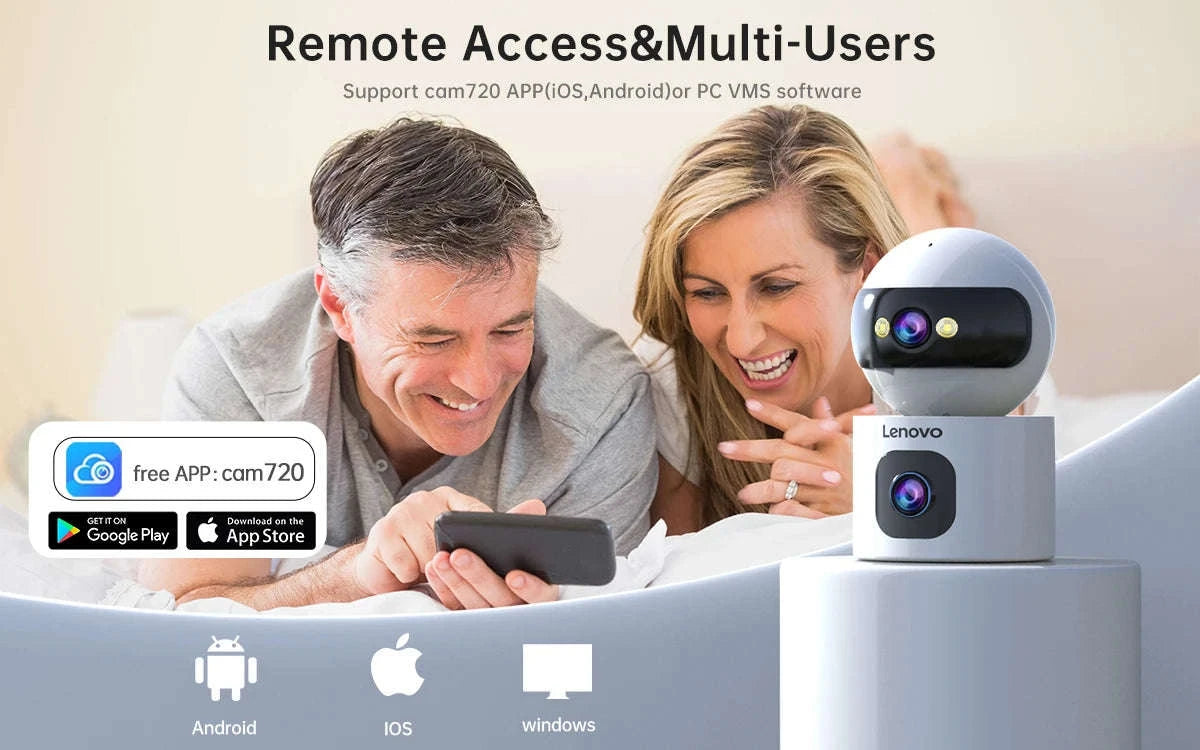 Lenovo Dual Lens IP Camera — 2.4/5GHz Auto-Tracking Security Camera-European standard