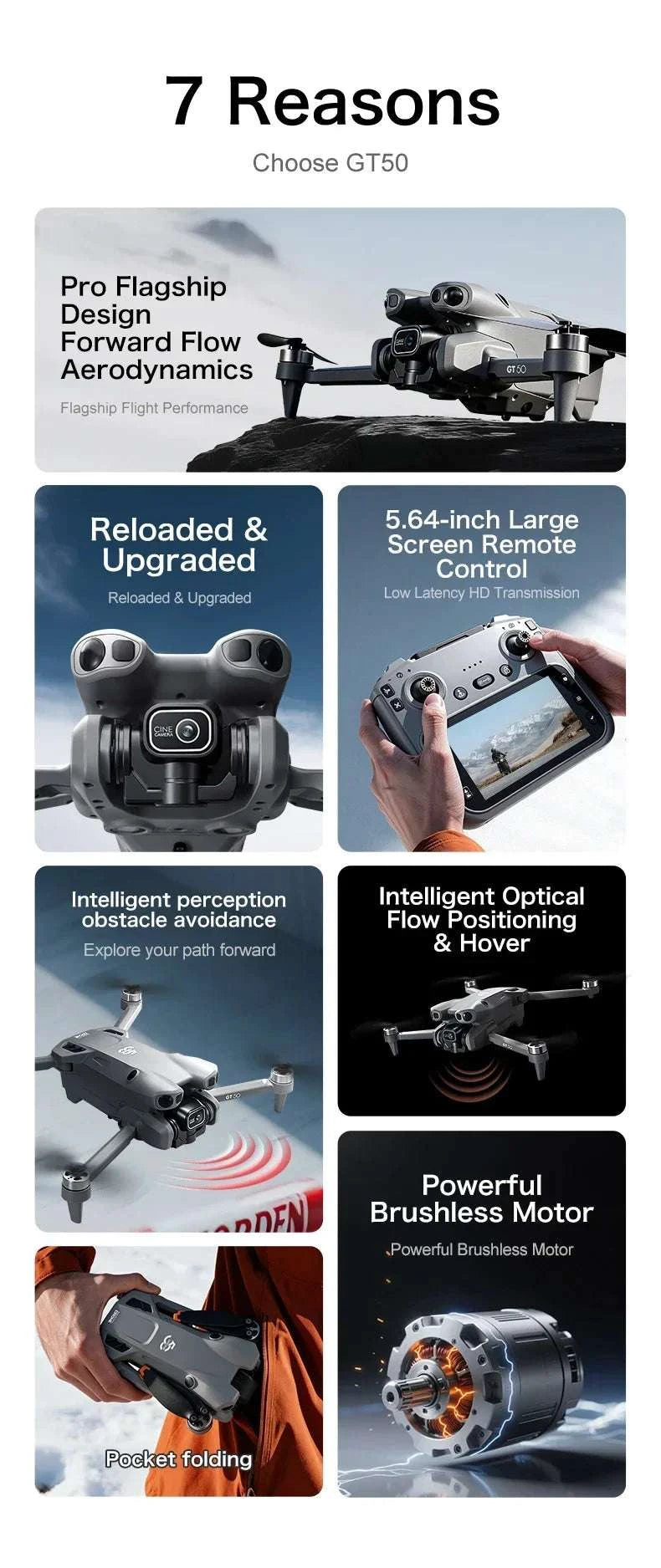 Lenovo GT50 8K Drone with 360° Obstacle Avoidance & 3KM Range-Grey-6K-battery-1