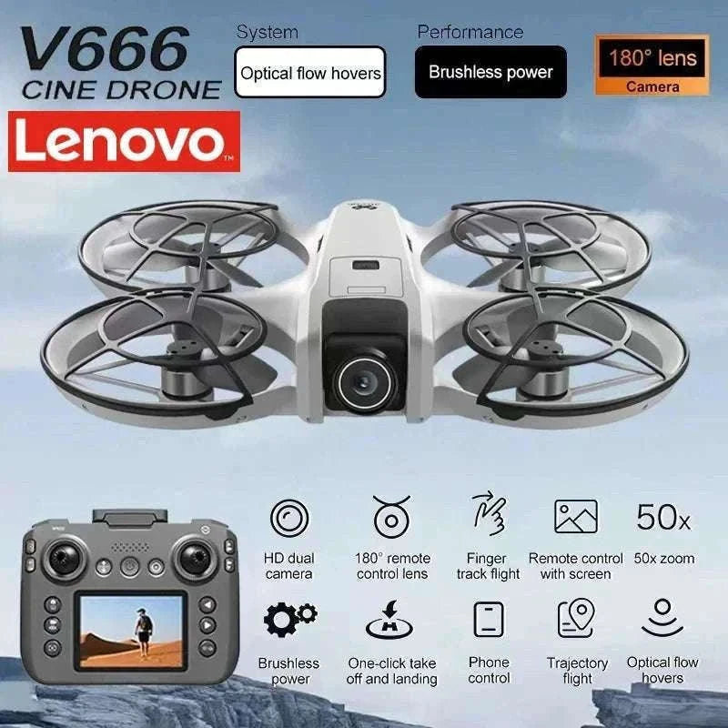 Lenovo V666 4K WiFi Drone with Obstacle Avoidance & Brushless Motor-Black-4k-battery-1