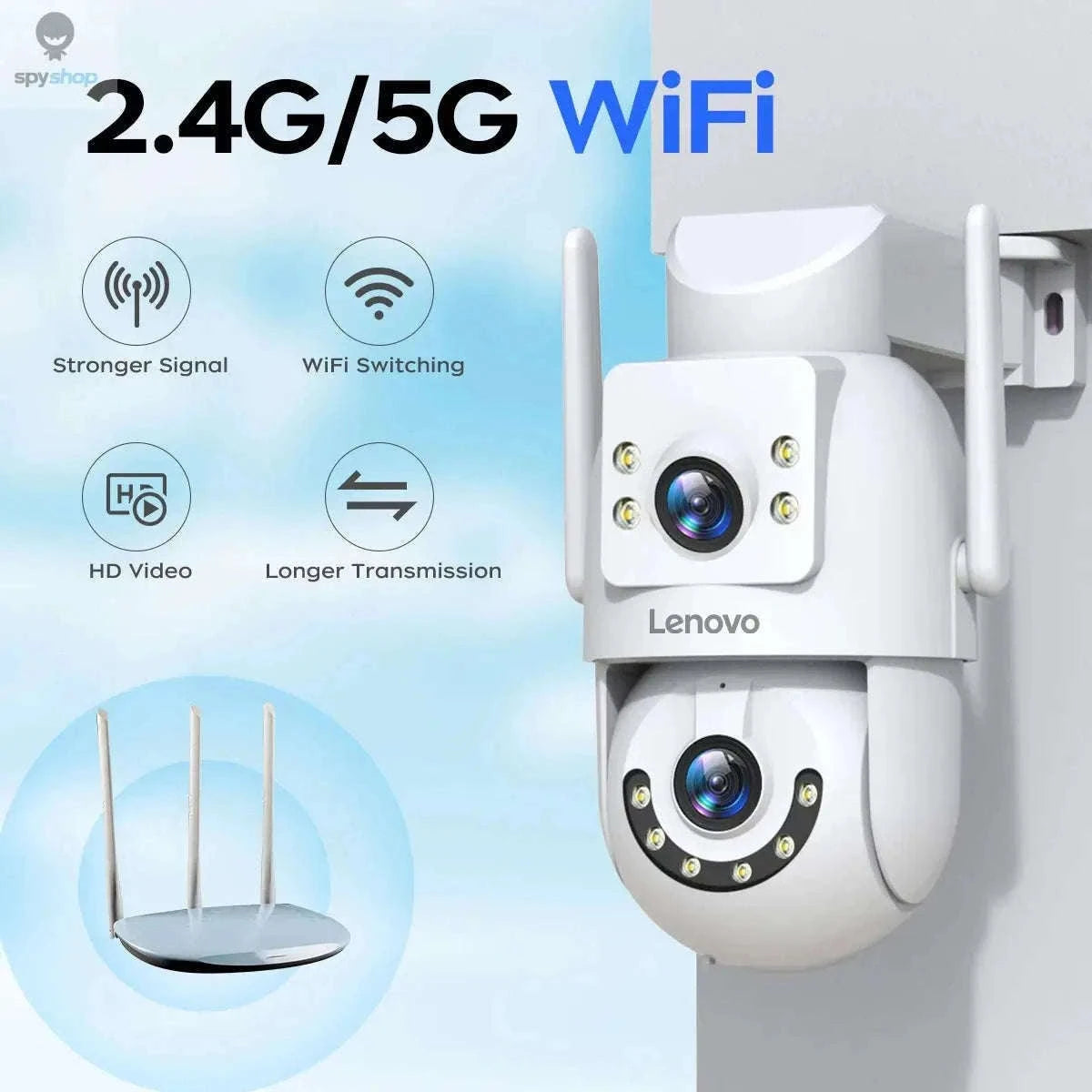 Lenovo X6 4K WiFi Dual-Lens PTZ Security Camera-4MP Add 64G / EU plug