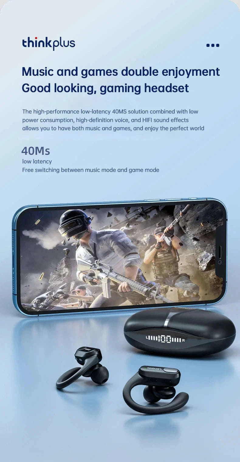 Lenovo XT80 Sports Wireless Earphones with Case Display-black
