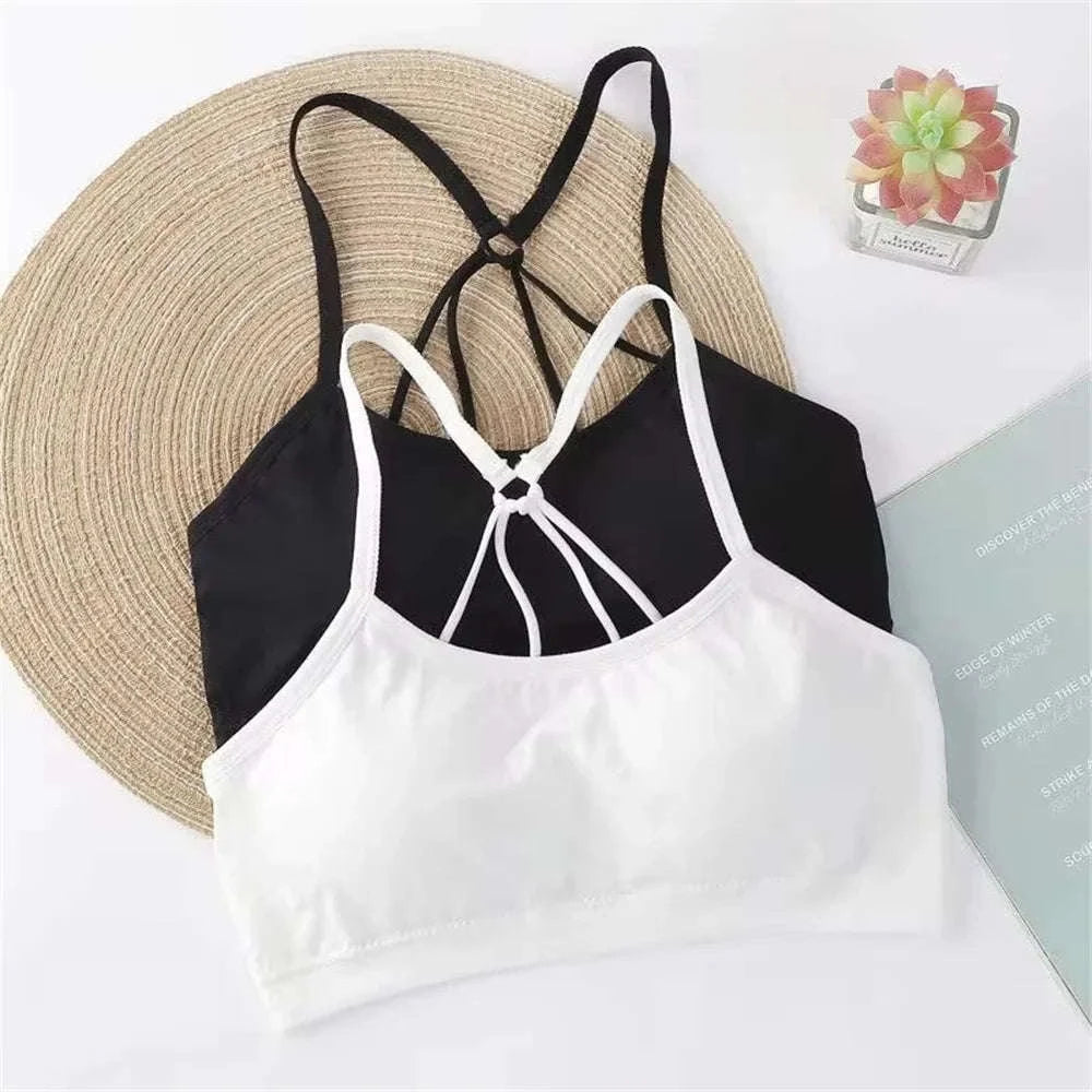 Letter Strap Bra Top for Women – Seamless Yoga Crop Support-One Size / A With letters