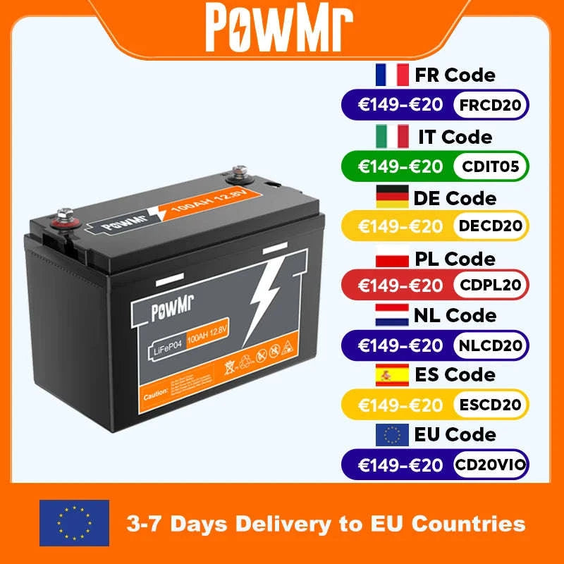 LiFePO4 Battery Pack 12V 24V 100Ah-300Ah-POW-200AH-12.8V / Germany