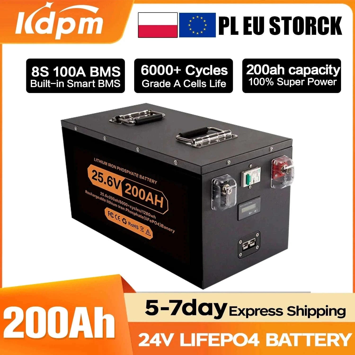 LiFePO4 Lithium Battery 100Ah-400Ah 12V/24V/48V with 100A BMS-12V 400Ah-5210Wh / China Mainland